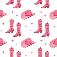 carino rosa senza soluzione di continuità modello con Principessa armadio particolari, corona, scarpe, cowboy cappello, bacio. bellissimo da ragazza sfondo. vettore