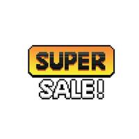 super vendita cartello nel pixel arte stile vettore