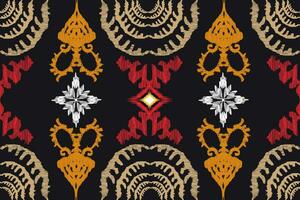 ikat floreale paisley ricamo su nero sfondo.geometrico etnico orientale modello tradizionale.azteco stile astratto vettore illustrazione.disegno per