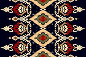 ikat floreale paisley ricamo su nero sfondo.geometrico etnico orientale modello tradizionale.azteco stile astratto vettore illustrazione.disegno per