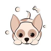 simpatico cartone animato illustrazione vettoriale icona di un cucciolo di cane chihuahua. è un design piatto.