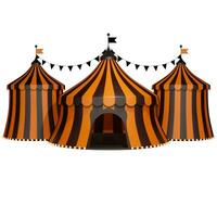 3d circo con Halloween colori. Halloween circo con arancia e nero strisce vettore