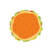 Sandwich piatto design vettore illustrazione. prima colazione isolato vettore semplice moderno cartone animato. Sandwich con pomodoro, lattuga e Bacon, salsiccia piatto design stile. gustoso e appetitoso vegetariano