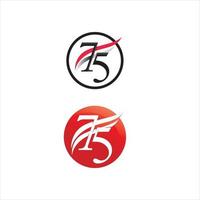75 numero logo design vettoriale per identità e numerazione con bandiera