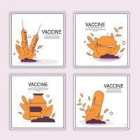 tempo di vaccinare. modello di pagina di destinazione. moderno concetto piatto per il web design. illustrazione vettoriale con siringa con vaccino, bottiglia e virus.