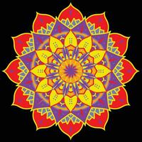 mandala modello colorato rosso viola blu e arancia sfondo decorativo buio d'oro mandala sfondo geometrico elementi astratto tribale Vintage ▾ etnico senza soluzione di continuità modello ornamentale. vettore