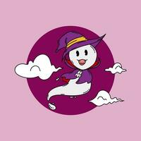 Halloween carino fantasma indossare procedura guidata cappello vettore illustrazione