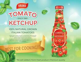 realistico dettagliato 3d pomodoro ketchup italiano pomodori Annunci bandiera concetto manifesto carta. vettore