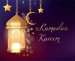 realistico dettagliato 3d Ramadan kareem celebrazione carta manifesto striscione. vettore
