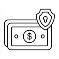 denaro contante sicurezza linea icona design stile vettore