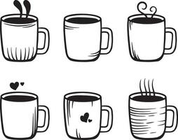 collezione impostato di caffè tazza scarabocchio schizzo illustrazione vettore