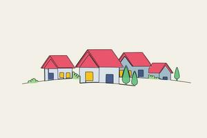colore illustrazione di un' densamente popolato villaggio vettore