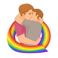 mese dell'orgoglio lgbtq, bandiera arcobaleno, amore, coppia vettore
