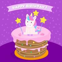 torta di compleanno unicorno vettore