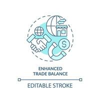 modificabile migliorata commercio equilibrio icona, isolato vettore, straniero diretto investimento magro linea illustrazione. vettore