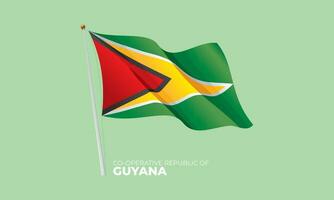 Guyana bandiera agitando a il pennone. vettore 3d