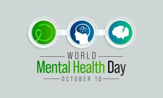 mentale Salute giorno è osservato ogni anno su ottobre 10, un' mentale malattia è un' Salute problema quello in modo significativo affetti Come un' persona sente, pensa, si comporta, e interagisce con altro le persone. vettore