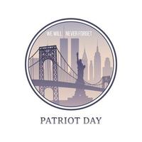 patriot day skyline di new york 11 settembre 2001. vettore