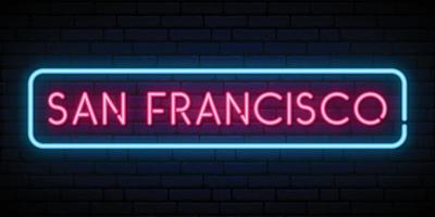 insegna al neon di san francisco. cartello luminoso luminoso. vettore