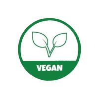 vegano etichetta, etichetta, distintivo e logo. ecologia icona. logo modello con le foglie per vegano cibo o vegano Prodotto. vettore illustrazione isolato su bianca sfondo