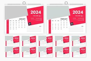 2024 scrivania calendario design 12 pagina calendario modello vettore
