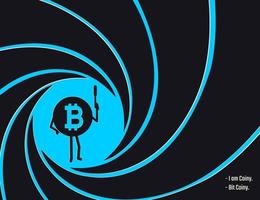 crypto valuta bitcoin nel cerchio della canna rigata illustrazione vettoriale. agente segreto, detective, personaggio spione con un'illustrazione piatta stile pistola gun vettore