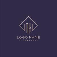 iniziali ok logo monogramma con rettangolo stile design vettore