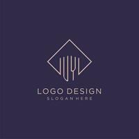 iniziali uy logo monogramma con rettangolo stile design vettore