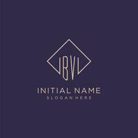 iniziali bv logo monogramma con rettangolo stile design vettore