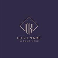 iniziali dk logo monogramma con rettangolo stile design vettore