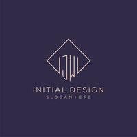 iniziali jw logo monogramma con rettangolo stile design vettore