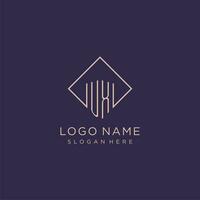 iniziali UX logo monogramma con rettangolo stile design vettore