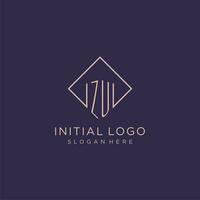 iniziali zu logo monogramma con rettangolo stile design vettore