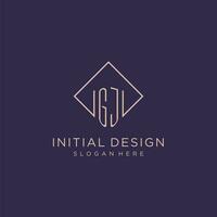 iniziali gj logo monogramma con rettangolo stile design vettore