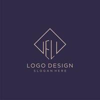 iniziali EL logo monogramma con rettangolo stile design vettore