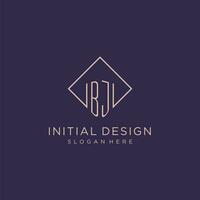 iniziali bj logo monogramma con rettangolo stile design vettore