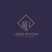 iniziali kl logo monogramma con rettangolo stile design vettore