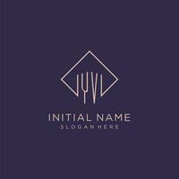 iniziali yv logo monogramma con rettangolo stile design vettore