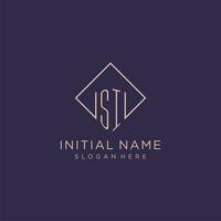 iniziali SI logo monogramma con rettangolo stile design vettore