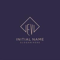 iniziali ev logo monogramma con rettangolo stile design vettore