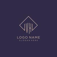 iniziali vx logo monogramma con rettangolo stile design vettore