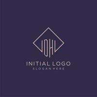 iniziali dh logo monogramma con rettangolo stile design vettore