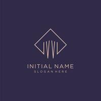 iniziali vv logo monogramma con rettangolo stile design vettore