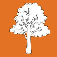 grande albero natura cartone animato digitale francobollo schema vettore