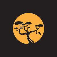 Bonsai logo design. giapponese mini piccolo pianta albero silhouette logo design vettore