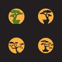 Bonsai logo design. giapponese mini piccolo pianta albero silhouette logo design vettore