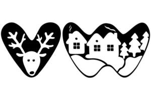 inverno inglese alfabeto. v w lettere nel scandinavo stile. nero e bianca lettering per Natale e nuovo anno carta vettore