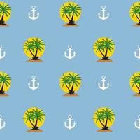 senza giunte con l'isola di ancoraggio e palma da cocco. sfondo di carta da parati tropicale. illustrazione vettoriale