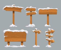 di legno direzionale segni impostato con neve vettore
