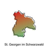 st. giorgio sono schwarzwald città carta geografica illustrazione disegno, mondo carta geografica internazionale vettore modello con schema grafico